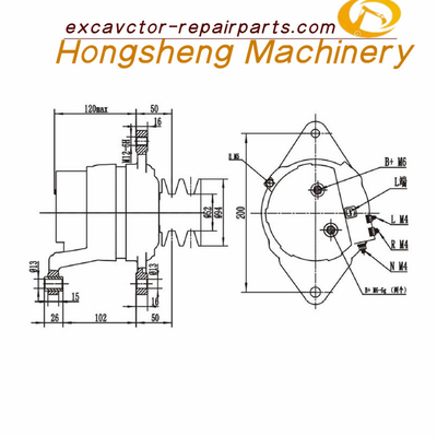 600-825-3151 ژنراتور بیل مکانیکی Komatsu PC400-6 Engine 6D125 دینام 24V 40A